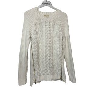 Michael  Kors White Cable Knit Long Sleeve Sweater